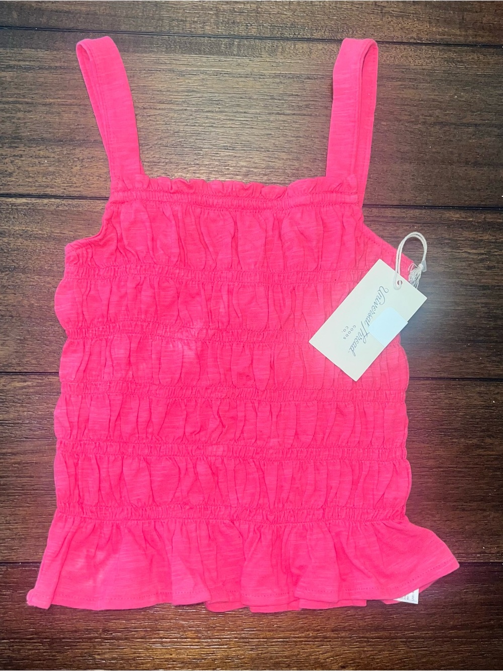 Girls Bright Pink Ruffle Tank Top
